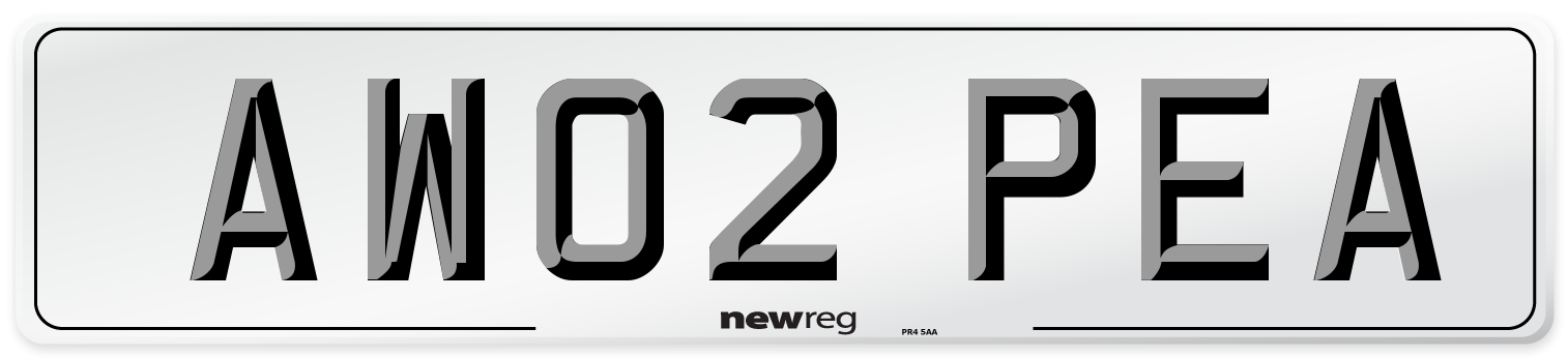 AW02 PEA Number Plate from New Reg